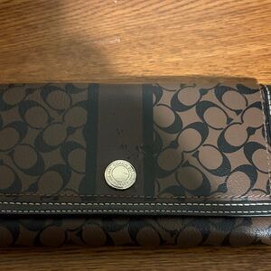 Coach Brown and Black Signature Wallet